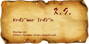 Krámer Irén névjegykártya