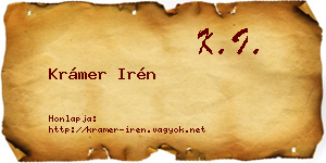 Krámer Irén névjegykártya